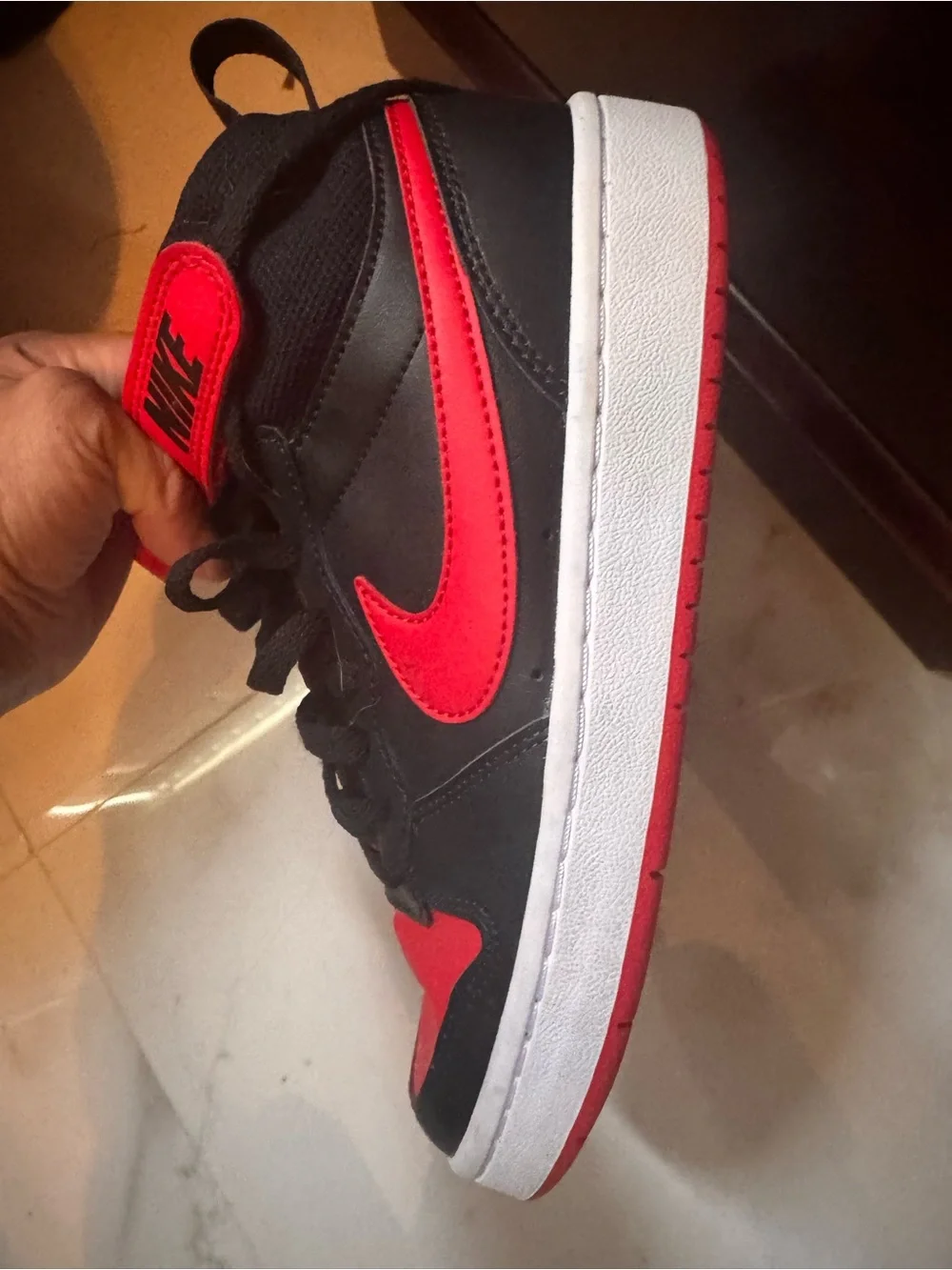 Nike Kids Mid-Top Sneakers in Black and Red